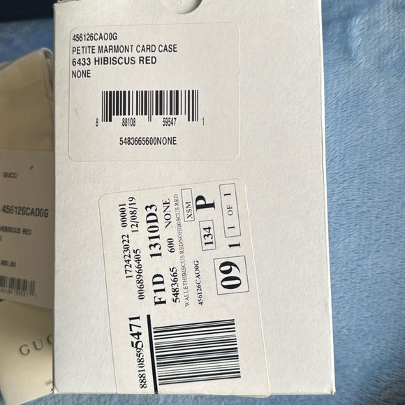 GUCCI Pebbled Calfskin GG Marmont Card Case Hibiscus Red - Picture 11 of 12